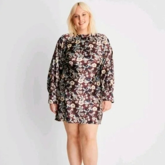 NWT Long Sleeve Satin Mini Dress by Future Collective with Reese Blutstein 4X ⭐ - Picture 2 of 12